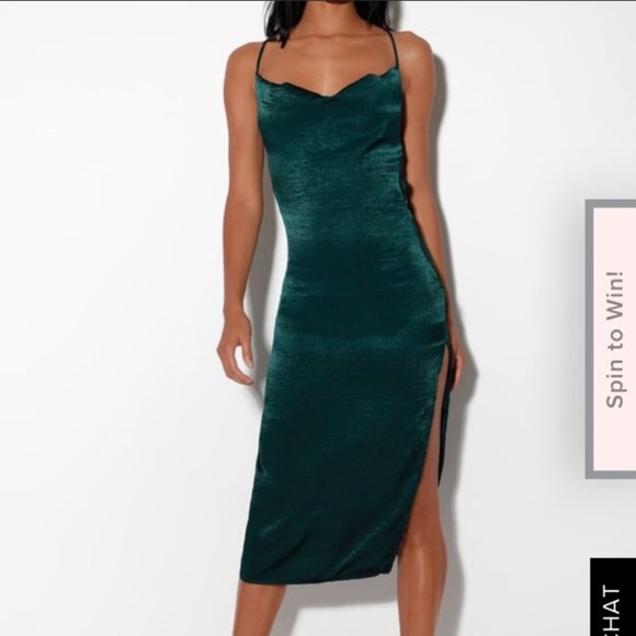 Lulus Dresses & Skirts - Lulus Emerald green silky dress